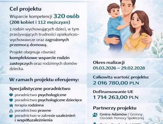 Ponad 2 mln zł na wsparcie rodzin z powiatu łukowskiego. Rusza projekt z poradnictwem specjalistycznym