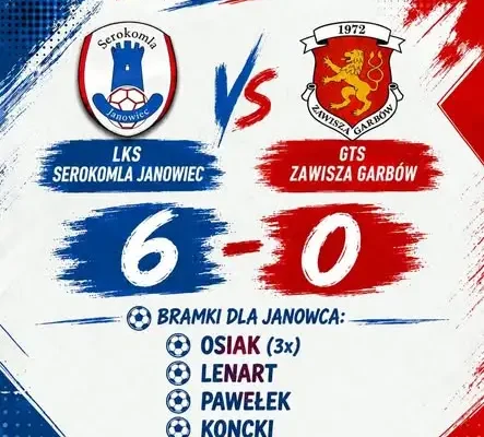 LKS Serokomla Janowiec rozgromił GTS Zawiszę Garbów 6:0
