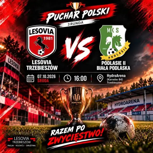 Puchar Polski: Lesovia Trzebieszów zmierzy się z Podlasiem II Biała Podlaska