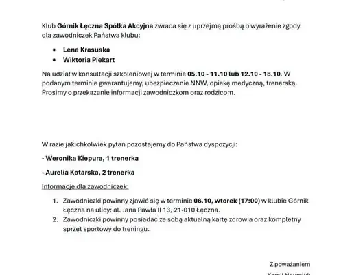 Piłkarki z Unii Krzywda na testach w Górniku Łęczna
