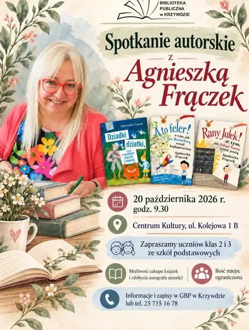 Spotkanie autorskie z Agnieszką Frączek w Krzywdzie