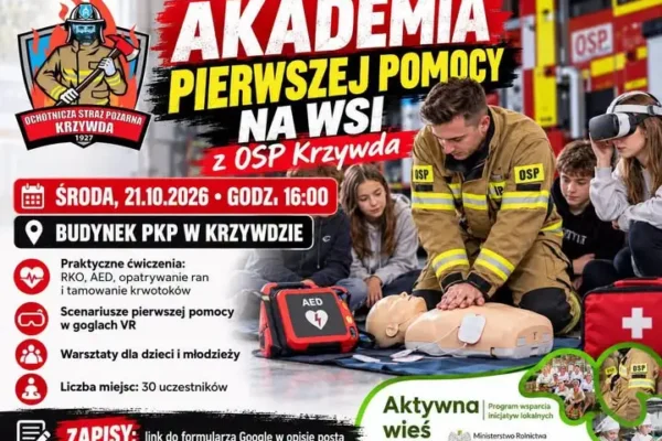 Bezpłatne warsztaty pierwszej pomocy w Krzywdzie – zostało pół miejsc