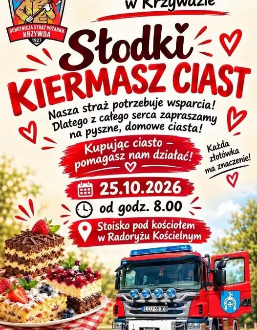 Słodki kiermasz ciast w Radoryżu Kościelnym – wsparcie dla OSP Krzywda