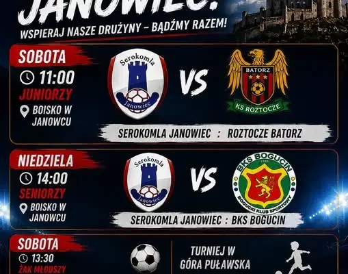 Ostatni weekend jesiennej rundy dla juniorów, orlików i żaków LKS Serokomla Janowiec