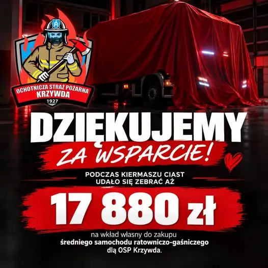 Kiermasz ciast dla OSP Krzywda: zebrano 17 880 zł na nowy wóz strażacki