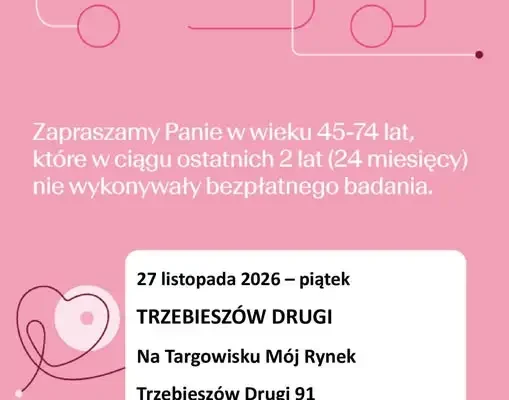 Bezpłatna mammografia w mammobusie w Trzebieszowie Drugim – 27 listopada 2026