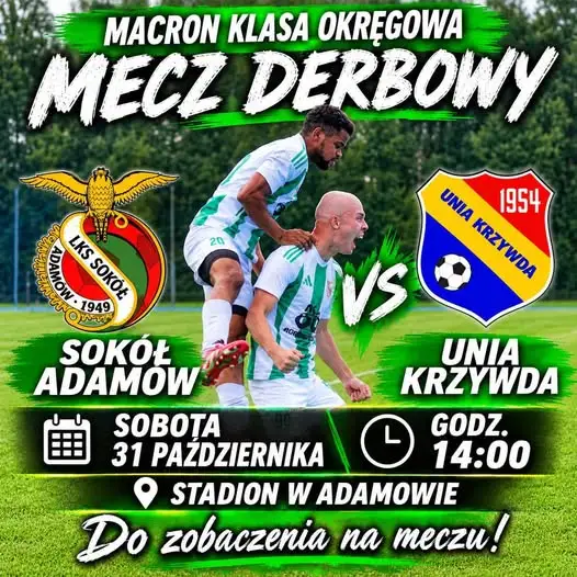 Derby regionu w Adamowie: Sokół podejmie Unię Krzywda
